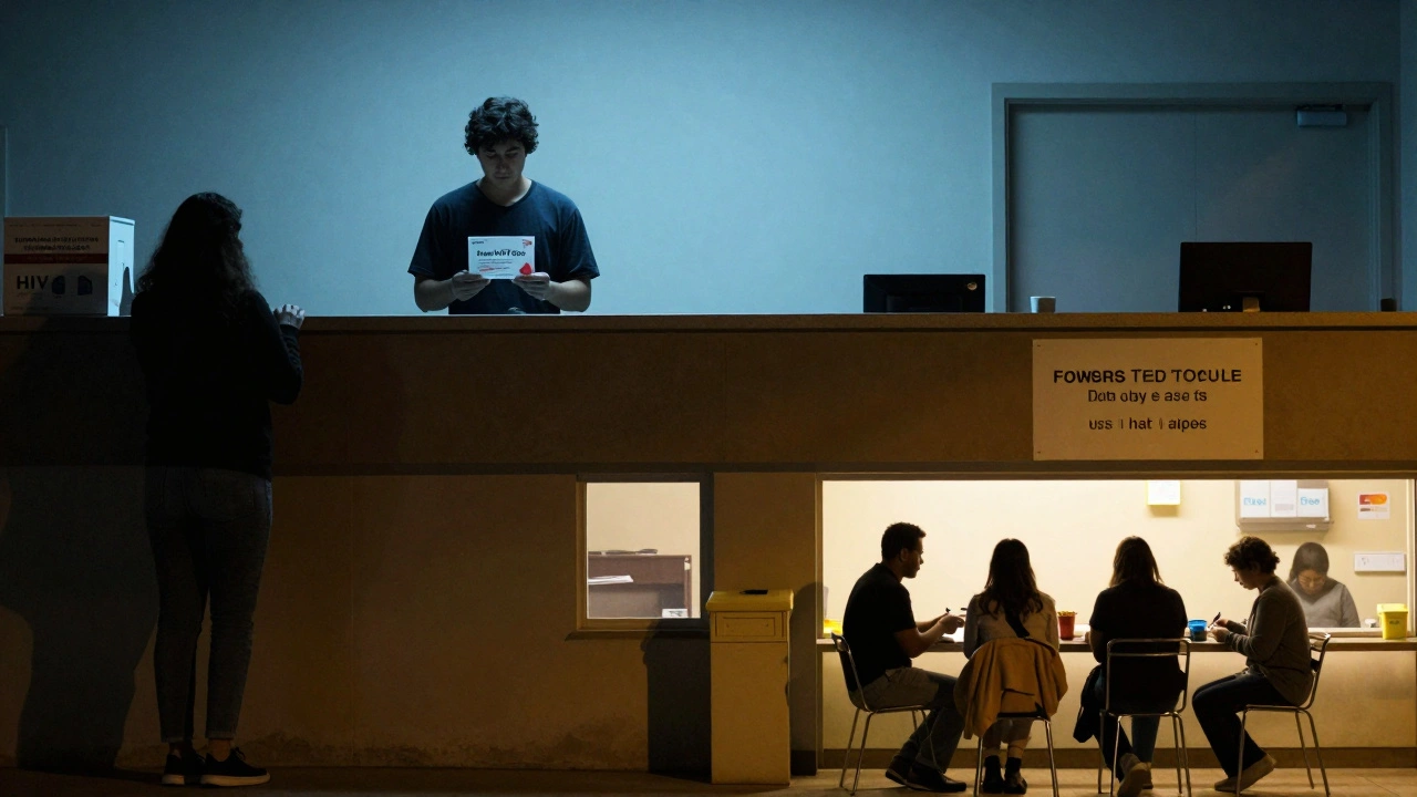 Rural clinic with untested patient versus bustling urban clinic, highlighting health data disparities.