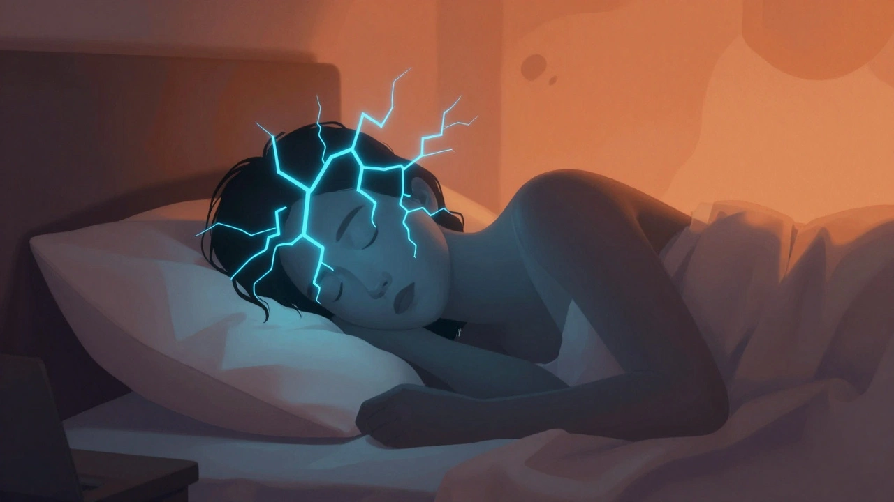 Abstract illustration of blue light disrupting sleep and hormone balance.