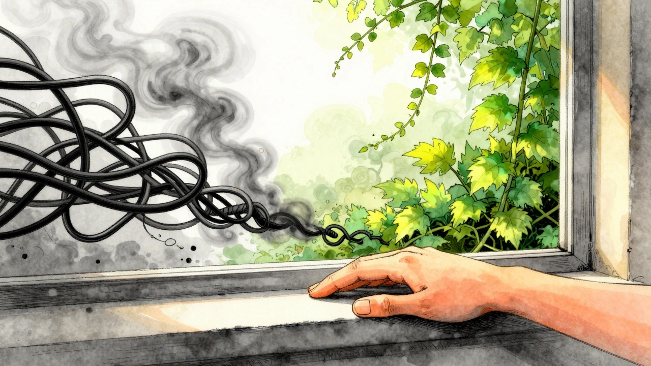 Hand setting aside game controller near bright window light