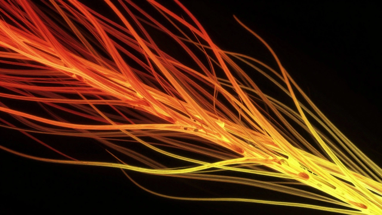 Abstract DTI scan showing colorful neural fiber pathways in the brain