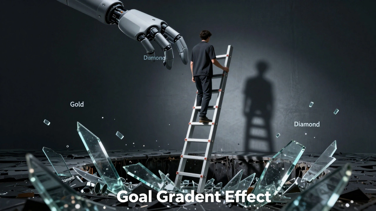 Person on fragile glass ladder representing gaming rank pressure