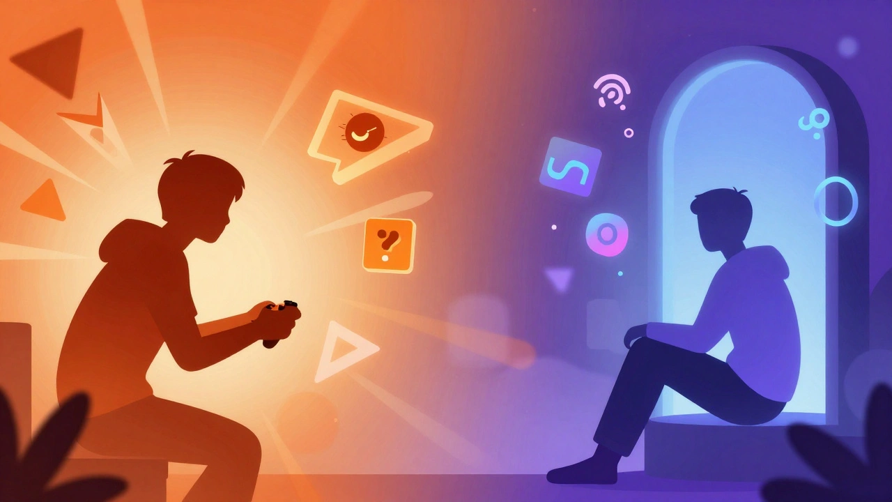 Split art: active gaming vs passive streaming effects
