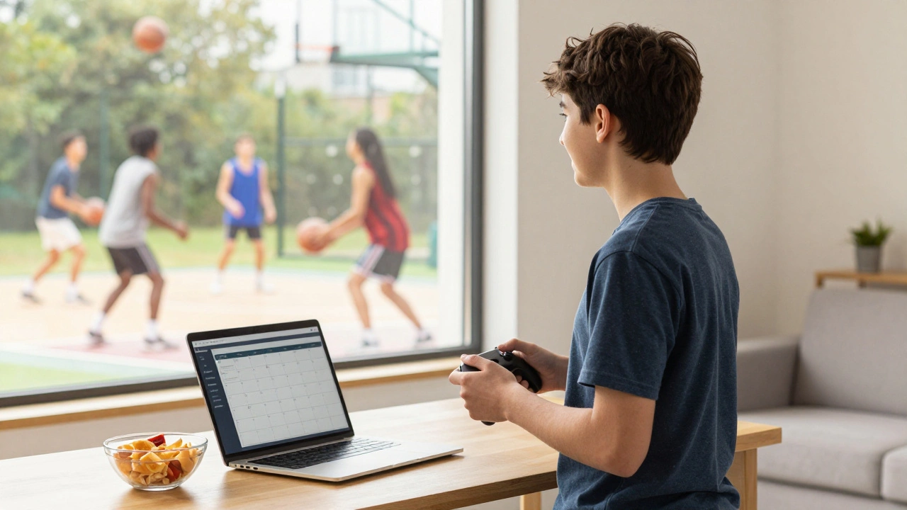 Student balancing gaming with outdoor friends and structured daily schedule