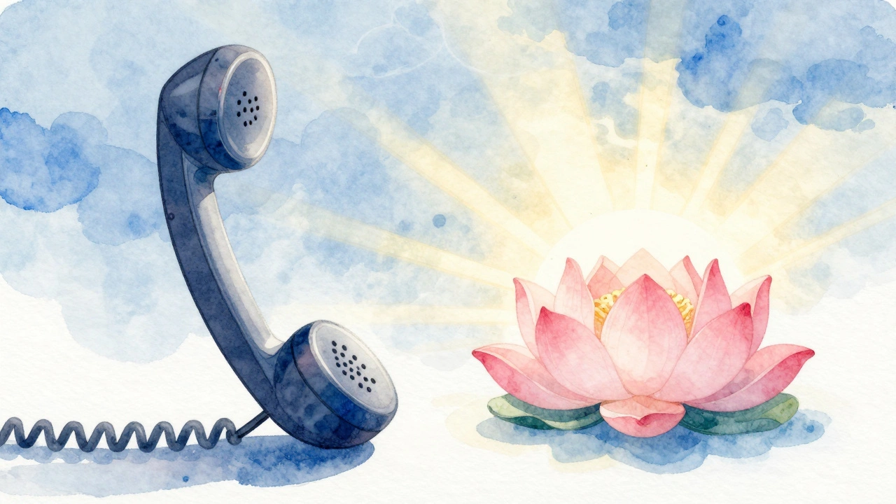 Telephone turning into a lotus flower symbolizing hope