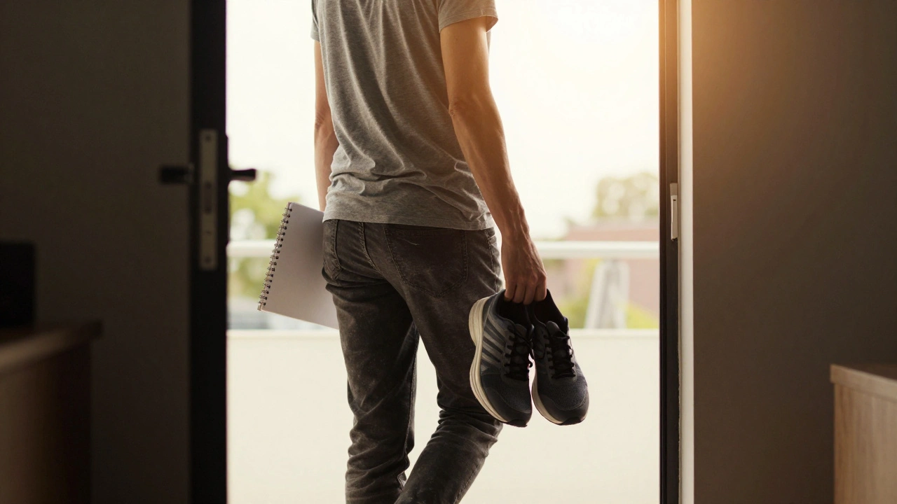 Person stepping into sunlight leaving gaming behind