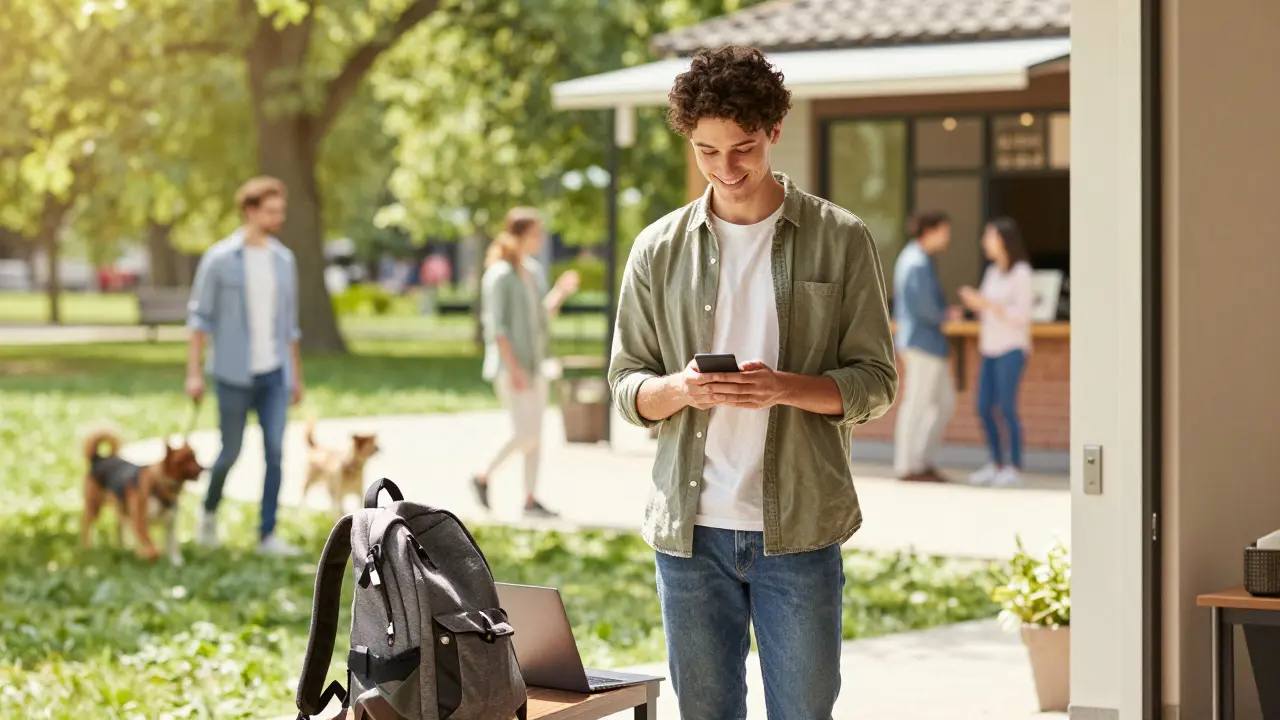 A person stepping outside into a sunny park, symbolizing breaking the gaming isolation cycle