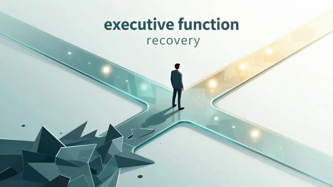 Abstract illustration of a person choosing a structured path over a chaotic one.