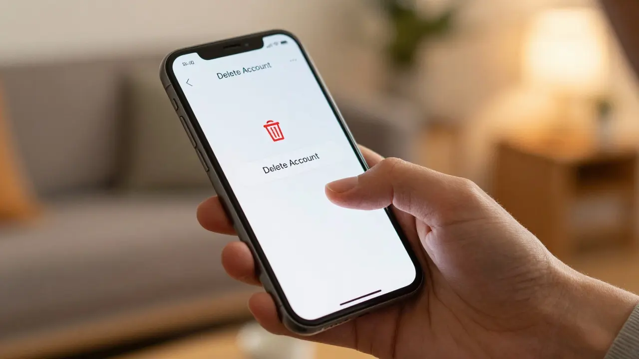 Hand tapping a delete icon on a smartphone screen