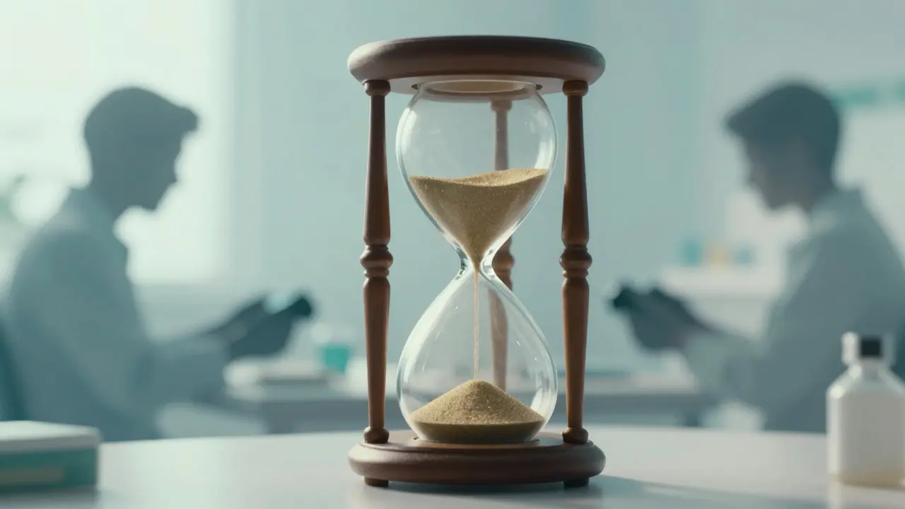 Hourglass surrounded by ghostly gamer silhouettes representing time