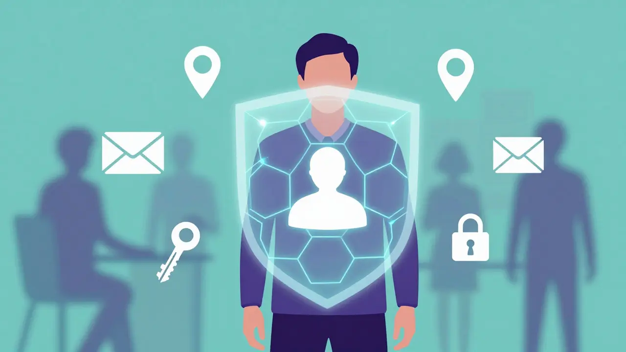 Illustration of a person protected by a digital shield