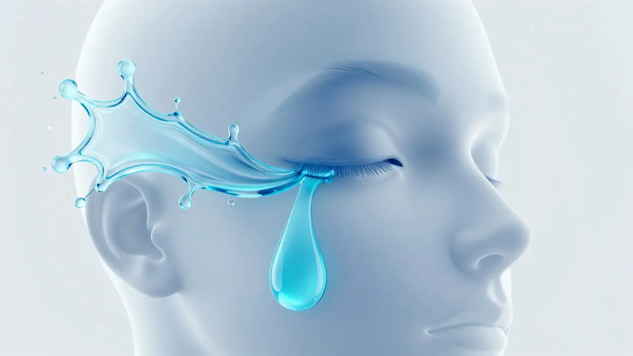 Illustration of tear film spreading across the eye surface