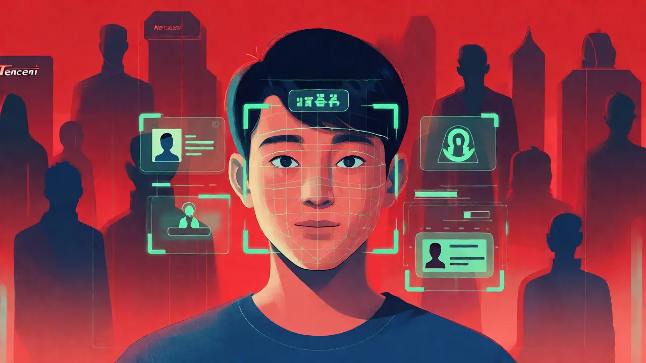 Biometric facial recognition scan overlaying a user for game login verification