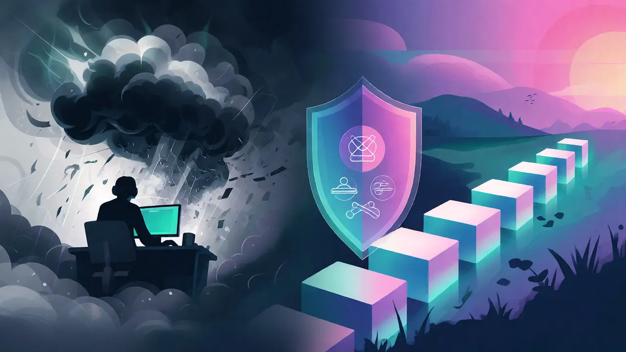 Digital art showing mental health path escaping gaming stress