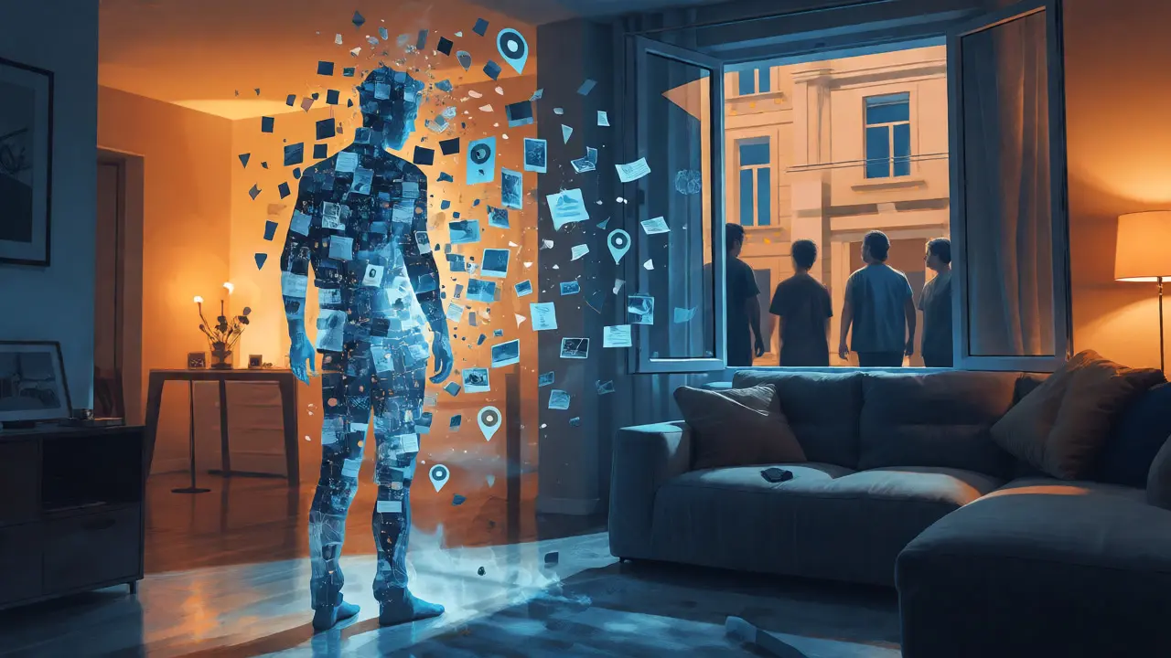 Digital data leaking from a person into the real world