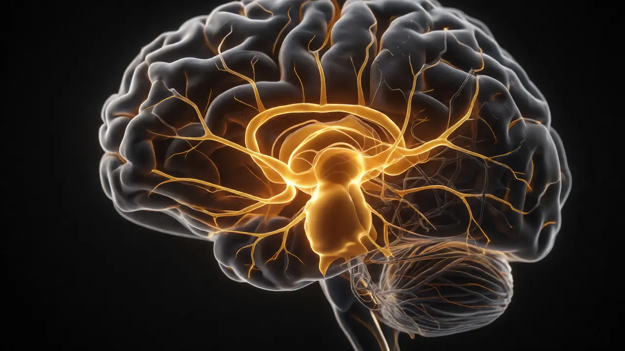 Scientific rendering of a brain's reward system showing dopamine pathways and behavioral impacts.